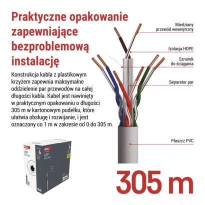 Kabel UTP Cat6, 305m