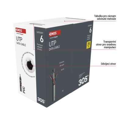 Datový kabel UTP CAT 6, 305m