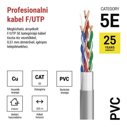 EMOS FTP kábel CAT 5E 305m