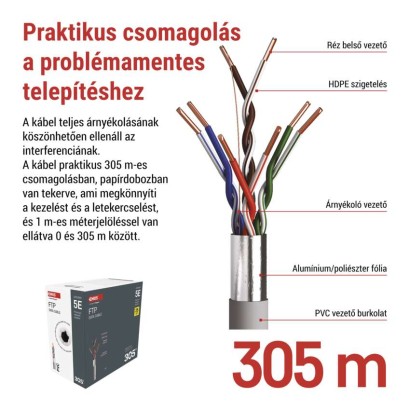 EMOS FTP kábel CAT 5E 305m