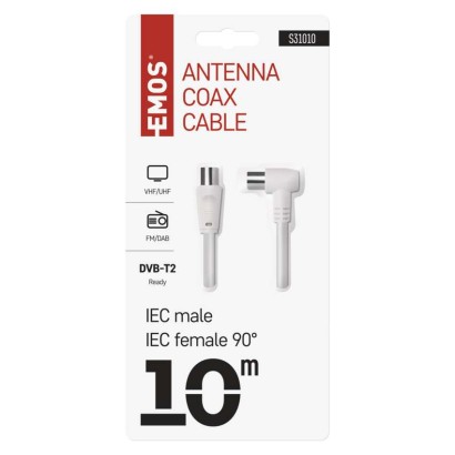 Antenas koaksiālais kabelis, ekranēts, 10 m, – leņķveida