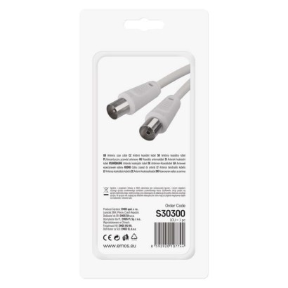 Antenas koaksiālais kabelis, ekranēts, 3,5 m, – taisns