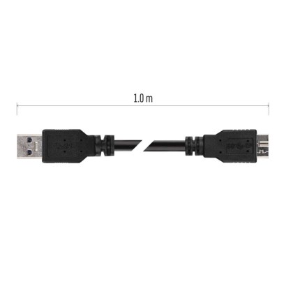Įkrovimo ir prijungimo duomenų kabelis USB-A 3.0 / mikro B, 1 m, juodas