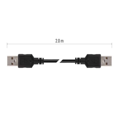 Laadimis- ja ühenduskaabel USB-A 2.0 / USB-A 2.0, 2 m, must