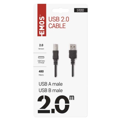Przewód USB 2.0 wtyk A – wtyk B, 2m
