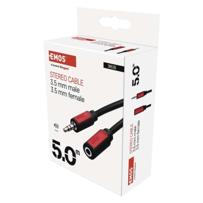 JACK kabel 3,5mm stereo, vidlice - 3,5mm zásuvka 5m