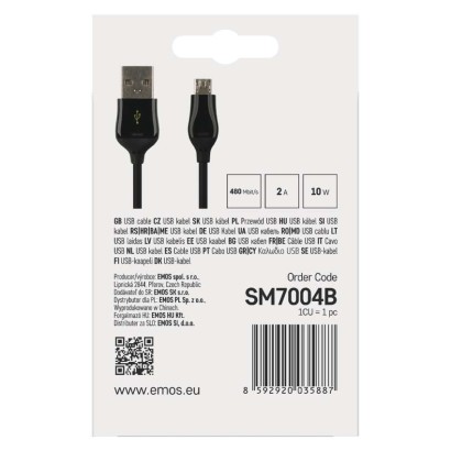 Rychlonabíjecí a datový kabel USB-A 2.0 / micro USB-B 2.0, Quick Charge, 1 m, černý