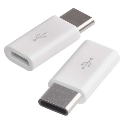 Adapter Micro USB-B 2,0 / USB-C 2,0, valge, 2 tk