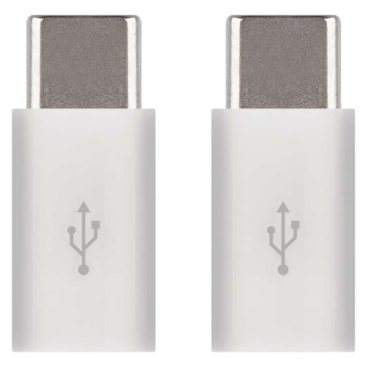 Adaptér micro USB-B 2.0 / USB-C 2.0, bílý, 2 ks