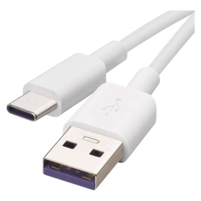 Uzlādes un datu kabelis USB-A 2.0/USB-C 2.0, 1,5 m, balts