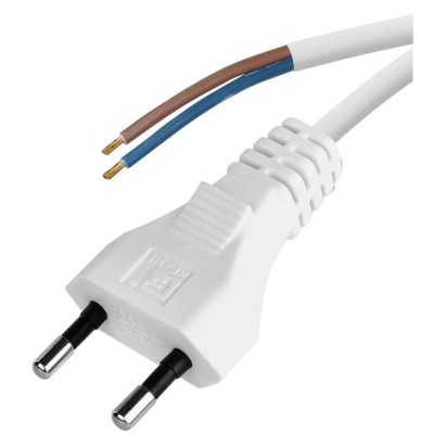 Netzkabel PVC 2x 0,75mm2, 3m, weiss