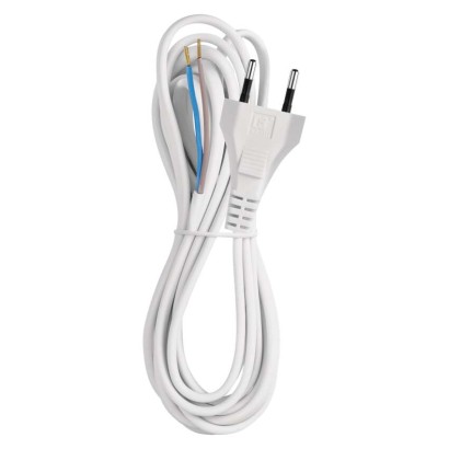 Maitinimo laidas PVC 2x 0,75 mm2, 3 m, baltas