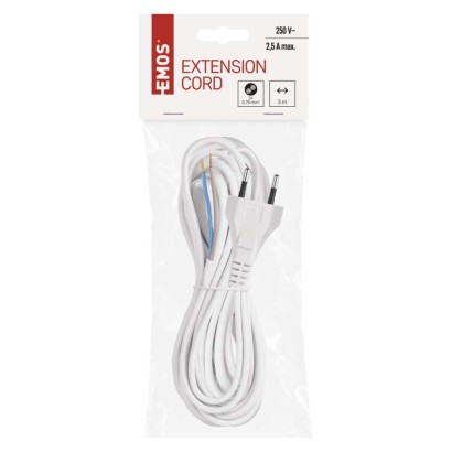 Flexo šňůra PVC 2x 0,75mm2, 5m, bílá