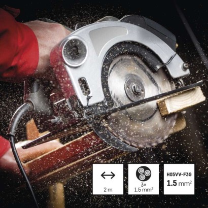 Maitinimo laidas PVC 3x 1,5 mm2, 2 m, juodas