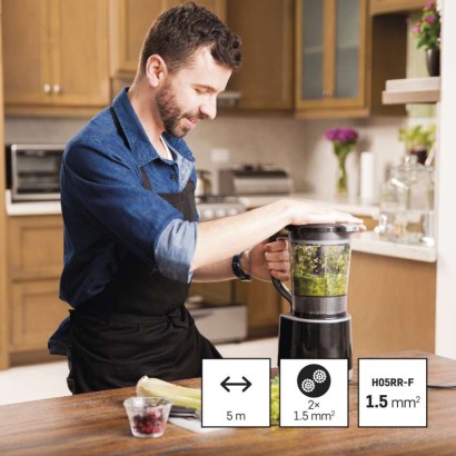 Przewód przyłączeniowy guma 2x1,5mm, 5m czarny