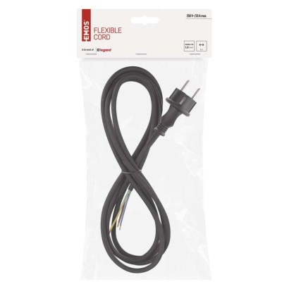 Lanksčioji guminė/neopreninė 3×1mm2 virvė, 3m, juoda