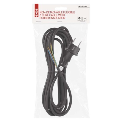 Maitinimo laidas guminis 3x 1mm2, 5 m, juodas