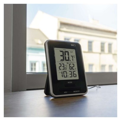 Digitālais termometrs ar mitruma mērītāju, vadu sensors, modinātājs E0121