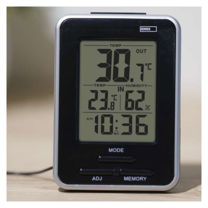 Digitālais termometrs ar mitruma mērītāju, vadu sensors, modinātājs E0121