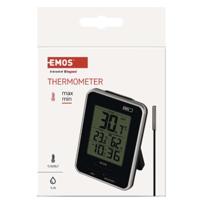 Digitālais termometrs ar mitruma mērītāju, vadu sensors, modinātājs E0121