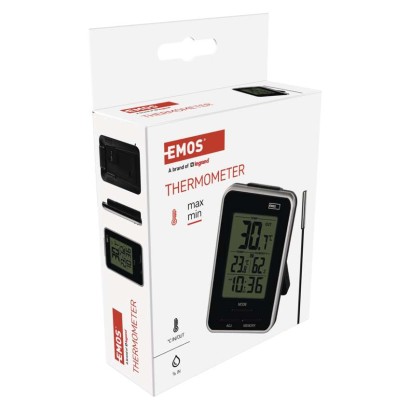 Digitālais termometrs ar mitruma mērītāju, vadu sensors, modinātājs E0121