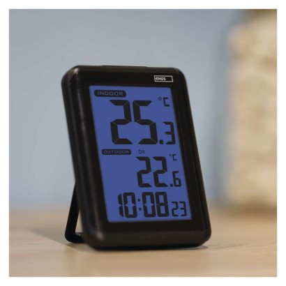 Digitální teploměr, bezdrátové čidlo, budík E8636