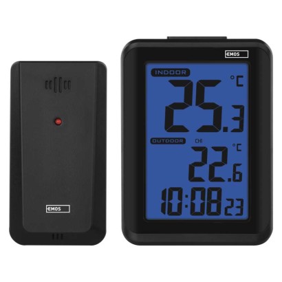 Digitální teploměr, bezdrátové čidlo, budík E8636