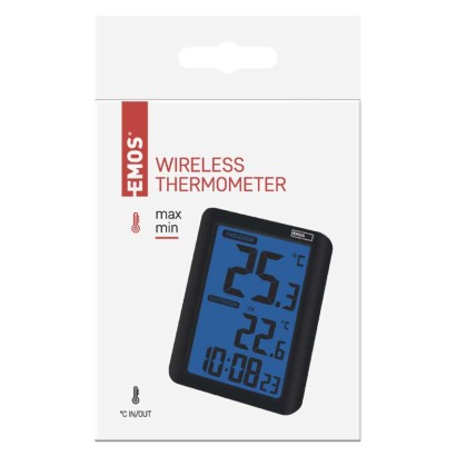 Digitální teploměr, bezdrátové čidlo, budík E8636