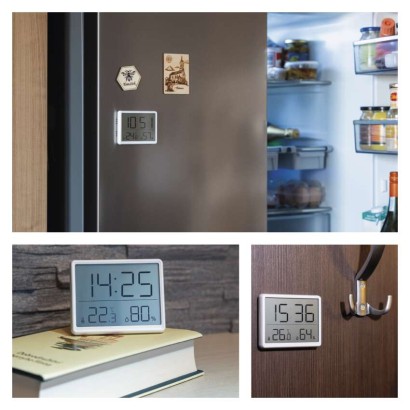 Digitális hőmérő páratartalom-mérővel, vezeték nélküli érzékelővel, óra, dátum E6210