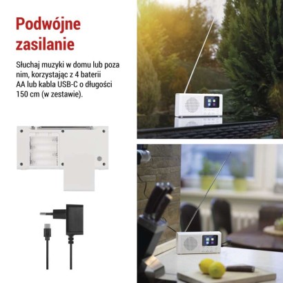 Przenośne radio z Bluetooth, DAB / DAB+ / FM, białe