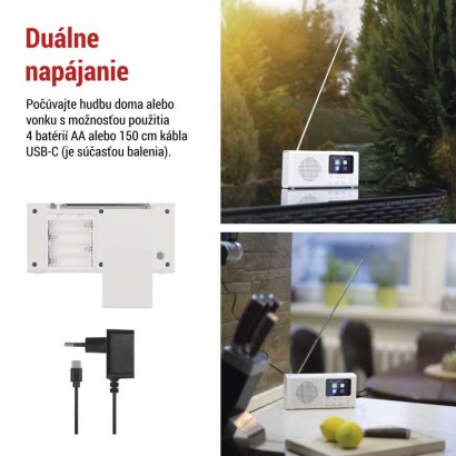 Prenosné rádio s Bluetooth, DAB / DAB+ / FM, biele