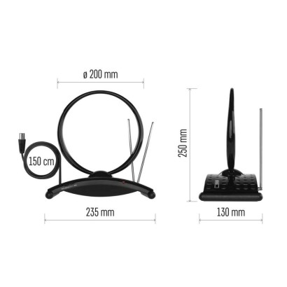 Szobaantenna CITY RING-C550, DVB-T2, DAB, FM, LTE/4G/5G szűrő