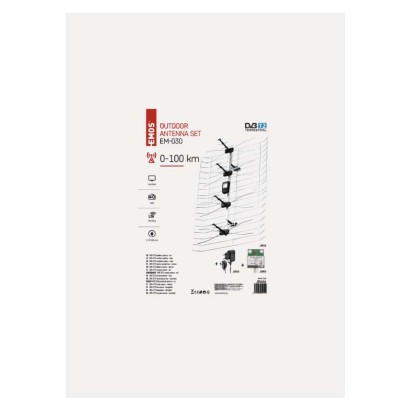 Anténa venkovní EM-030, 0–100 km, DVB-T2, DAB, filtr LTE/4G