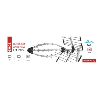 Anténa venkovní EM-29U5G, PROFI, 0–200 km, DVB-T2, filtr LTE/4G/5G