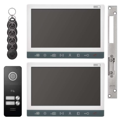 Set videodomofona EM-10AHD za 2 uporabnika z el. ključavnico odpr./zapr.