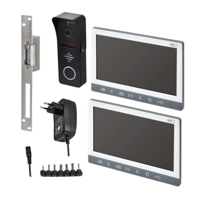 Videonamruņa kompl. EM-10AHD ar 2 monitoriem un elektroniski atveramu/aizveramu slēdzeni