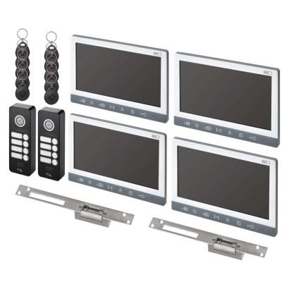 Video-Türsprechanlagen-Set EM-10AHD, 2 Eingänge für 4 Teilnehmer, 2 el. Schlösser auf/zu