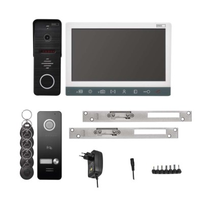 Wideodomofon EM-10AHD + kamera RF-1 + 2x zamek FAB1211MB + zasilacz