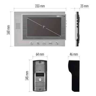 Videodomofon za vrata + kamera EM-07HD + zaklepanje vrat zamek FAB1221