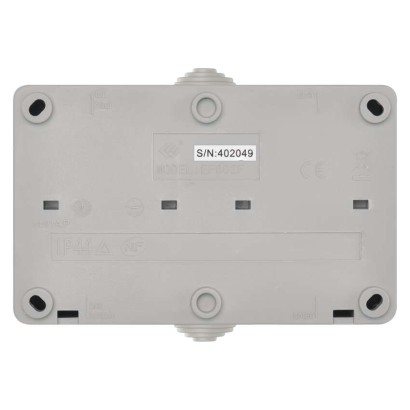 Zásuvka nástěnná dvojitá, šedo-černá, IP44