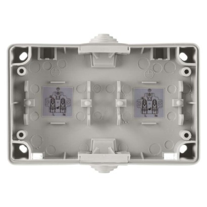 Zásuvka nástěnná dvojitá, šedo-černá, IP44