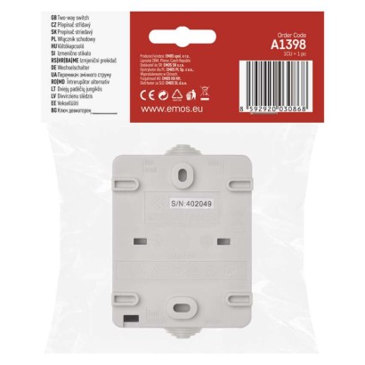 Přepínač nástěnný schodišťový č. 1,6 IP54, 1 tlačítko