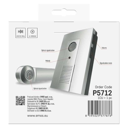 Domovní bezdrátový zvonek P5712 na 3x AA