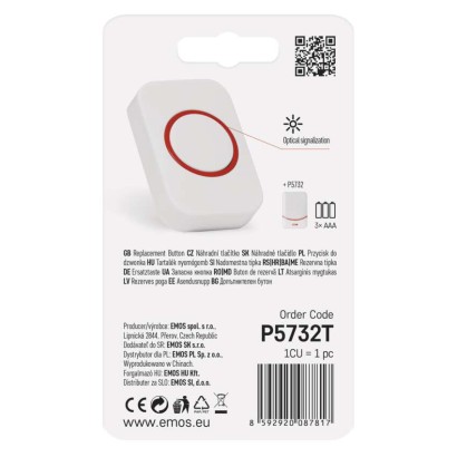 Kültéri tartalék nyomógomb P5732 csengőhöz, 1x CR2032