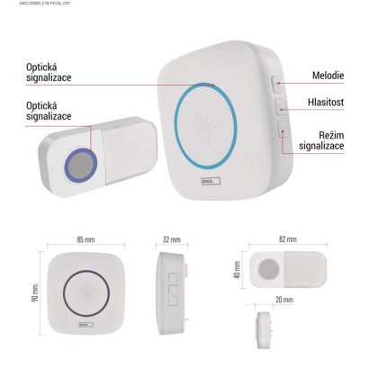 Domovní bezdrátový zvonek P5736 na 3× AA