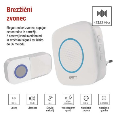Brezžični hišni zvonec P5737 za vtičnico