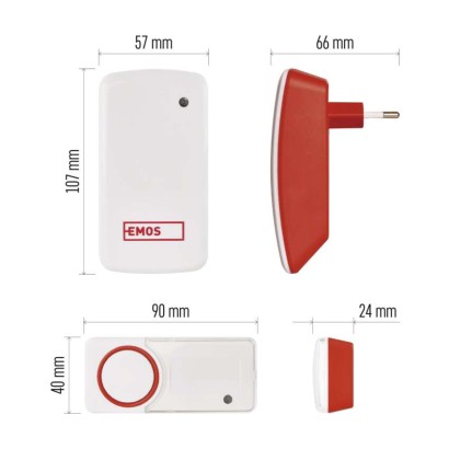 Bezbateriový domovní bezdrátový zvonek P5750.2R do zásuvky