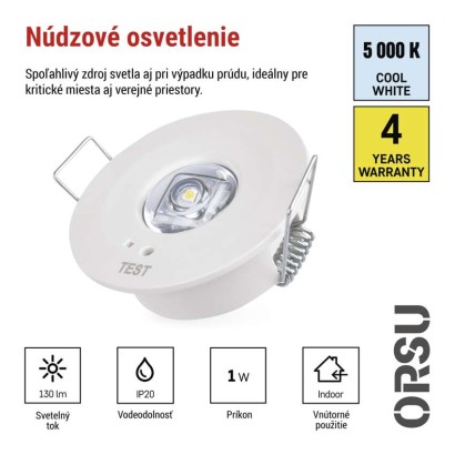 LED Núdzové svietidlo ORSU 1W 130lm 3h
