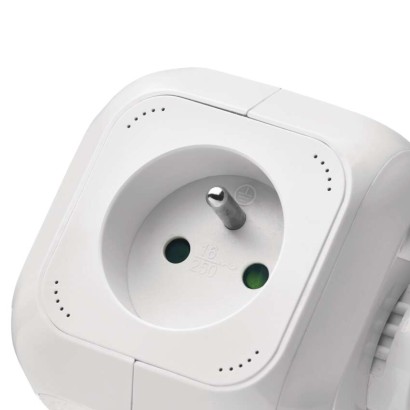 Predlžovací kábel - kocka 1,9 m / 4 zásuvky / biely / PVC / s USB / 1 mm2