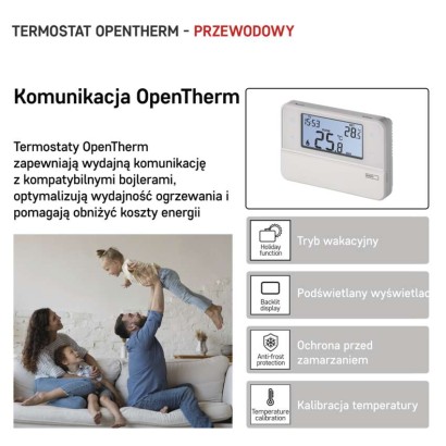 Programowalny termostat pokojowy, przewodowy z OpenTherm, P5606OT
